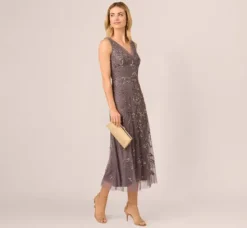 Adrianna Papell Wedding Guest Dresses|Formal Dresses*Hand-Beaded Ankle-Length Dress In
