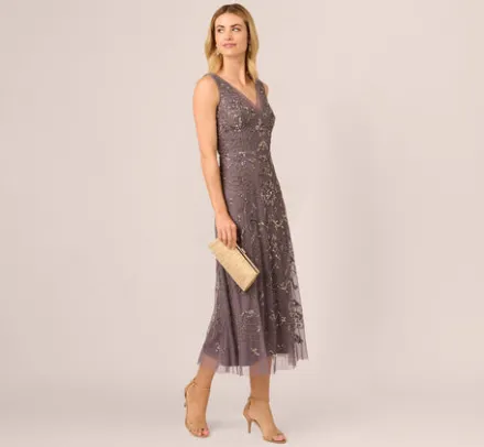 Adrianna Papell Wedding Guest Dresses|Formal Dresses*Hand-Beaded Ankle-Length Dress In