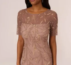 Adrianna Papell Wedding Guest Dresses|Petite-Friendly*Hand-Beaded Cocktail Dress In