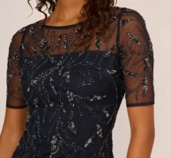 Adrianna Papell Wedding Guest Dresses|Petite-Friendly*Hand-Beaded Cocktail Dress In