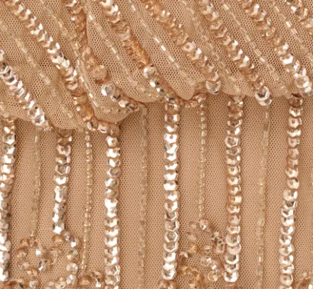 Adrianna Papell Wedding Guest Dresses|Formal Dresses*Hand-Beaded Illusion Long Column Blouson Gown In Champagne Gold