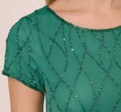 Adrianna Papell Wedding Guest Dresses|Formal Dresses*Hand-Beaded Long Dress In Jungle Green