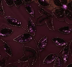 Adrianna Papell Wedding Guest Dresses|Formal Dresses*Hand Beaded Short Sleeve Floral Godet Gown In Night Plum
