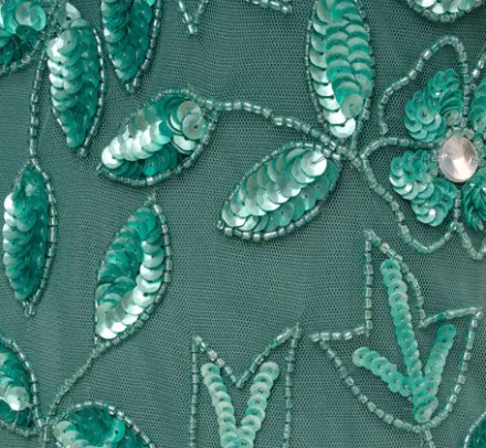 Adrianna Papell Wedding Guest Dresses|Formal Dresses*Hand Beaded Short Sleeve Floral Godet Gown In Green Slate