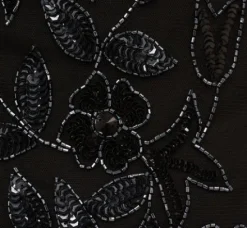 Adrianna Papell Wedding Guest Dresses|Formal Dresses*Hand Beaded Short Sleeve Floral Godet Gown In Black Gunmetal