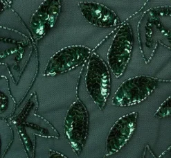Adrianna Papell Wedding Guest Dresses|Formal Dresses*Hand Beaded Short Sleeve Floral Godet Gown In Dusty Emerald