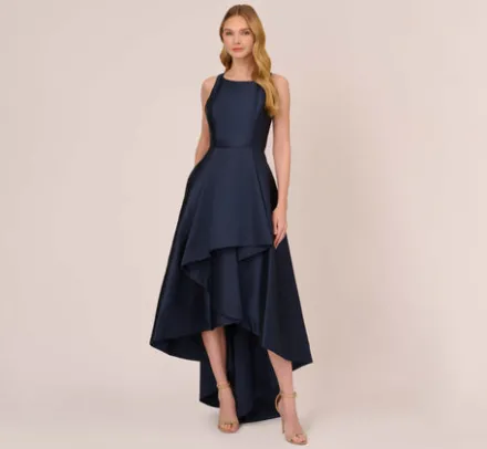 Adrianna Papell Wedding Guest Dresses|Formal Dresses*High Low Mikado Gown With Asymmetrical Detail In