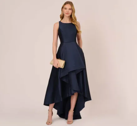 Adrianna Papell Wedding Guest Dresses|Formal Dresses*High Low Mikado Gown With Asymmetrical Detail In