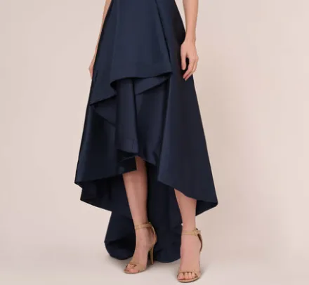 Adrianna Papell Wedding Guest Dresses|Formal Dresses*High Low Mikado Gown With Asymmetrical Detail In