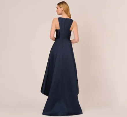 Adrianna Papell Wedding Guest Dresses|Formal Dresses*High Low Mikado Gown With Asymmetrical Detail In