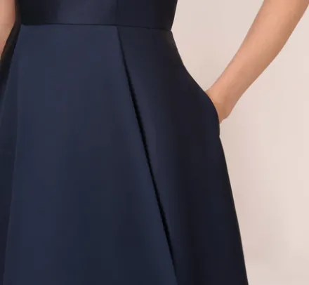 Adrianna Papell Wedding Guest Dresses|Formal Dresses*High Low Mikado Gown With Asymmetrical Detail In