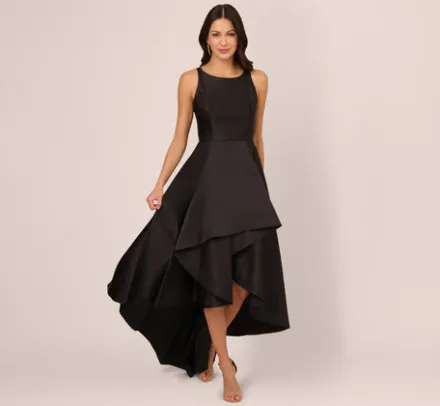 Adrianna Papell Wedding Guest Dresses|Formal Dresses*High Low Mikado Gown With Asymmetrical Detail In