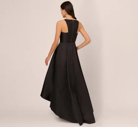 Adrianna Papell Wedding Guest Dresses|Formal Dresses*High Low Mikado Gown With Asymmetrical Detail In