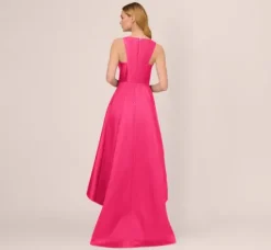 Adrianna Papell Wedding Guest Dresses|Formal Dresses*High Low Mikado Gown With Asymmetrical Detail In Electric Pink