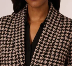 Adrianna Papell Co-Ord Sets*Houndstooth Blazer With Shawl Collar In Dusty Camel Soft Houndstooth