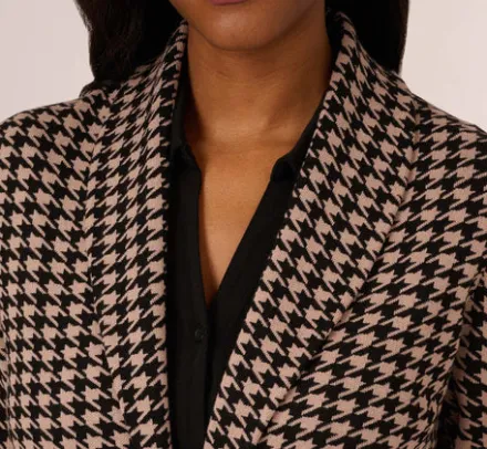 Adrianna Papell Co-Ord Sets*Houndstooth Blazer With Shawl Collar In Dusty Camel Soft Houndstooth