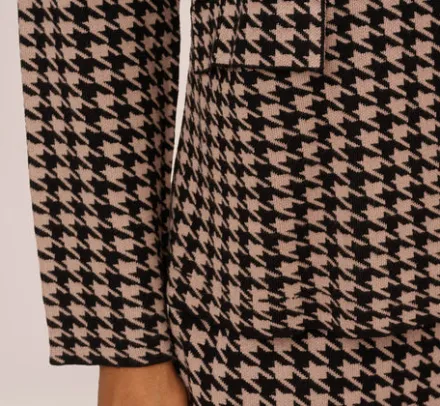 Adrianna Papell Co-Ord Sets*Houndstooth Blazer With Shawl Collar In Dusty Camel Soft Houndstooth