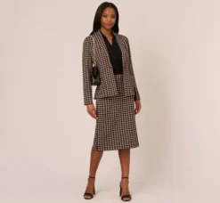 Adrianna Papell Pants & Skirts|Co-Ord Sets*Houndstooth Midi Pencil Skirt In Dusty Camel Soft Houndstooth