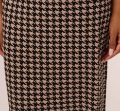 Adrianna Papell Pants & Skirts|Co-Ord Sets*Houndstooth Midi Pencil Skirt In Dusty Camel Soft Houndstooth