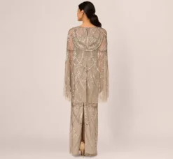 Adrianna Papell Wedding Guest Dresses|Formal Dresses*Illusion Beaded Cape Dress In