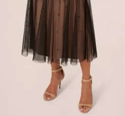 Adrianna Papell Wedding Guest Dresses|Grandmother Of The Bride & Groom*Illusion Neckline Beaded Dress In Black Rosegold