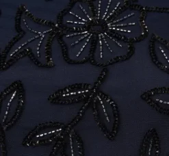 Adrianna Papell Wedding Guest Dresses|Formal Dresses*Jasmine Beaded Blouson Gown With Sheer Short Sleeves In Navy Black