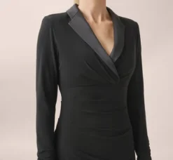 Adrianna Papell Wedding Guest Dresses|Day Dresses*Jersey And Satin Short Sheath Tuxedo Dress In