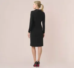 Adrianna Papell Wedding Guest Dresses|Day Dresses*Jersey And Satin Short Sheath Tuxedo Dress In
