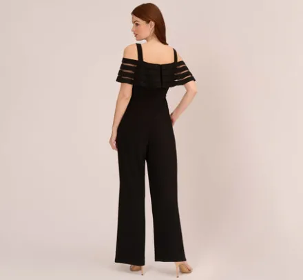 Adrianna Papell Jumpsuits|Day Dresses*Jersey Banded Ruffled Jumpsuit With Cold Shoulder In