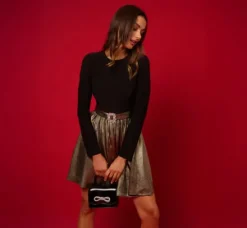 Adrianna Papell Wedding Guest Dresses|Day Dresses*Jersey Metallic Combo Short Dress In Black Gold
