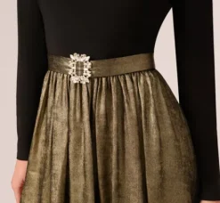 Adrianna Papell Wedding Guest Dresses|Day Dresses*Jersey Metallic Combo Short Dress In Black Gold