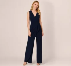 Adrianna Papell Jumpsuits|Day Dresses*Jersey Sleeveless Pintuck Jumpsuit With Wide Legs In