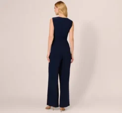 Adrianna Papell Jumpsuits|Day Dresses*Jersey Sleeveless Pintuck Jumpsuit With Wide Legs In