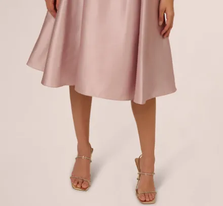 Adrianna Papell Wedding Guest Dresses|Petite-Friendly*Key Hole Mikado Cap Sleeve Midi Dress In