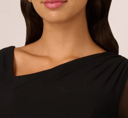 Adrianna Papell Wedding Guest Dresses|Formal Dresses*Knit Crepe Combo Mesh Gown In