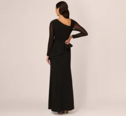Adrianna Papell Wedding Guest Dresses|Formal Dresses*Knit Crepe Combo Mesh Gown In