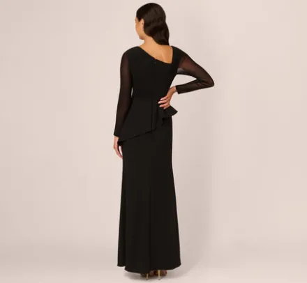 Adrianna Papell Wedding Guest Dresses|Formal Dresses*Knit Crepe Combo Mesh Gown In