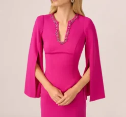 Adrianna Papell Wedding Guest Dresses|Day Dresses*Knit Crepe Jewel Short Dress In Berry Rose