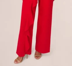 Adrianna Papell Jumpsuits|Day Dresses*Knit Crepe Ruffle Jumpsuit In Super Red