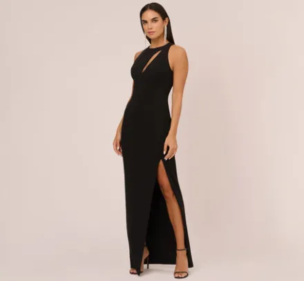 Adrianna Papell Wedding Guest Dresses|Formal Dresses*Knit Crepe Sleeveless Column Gown With Cutout Neckline In