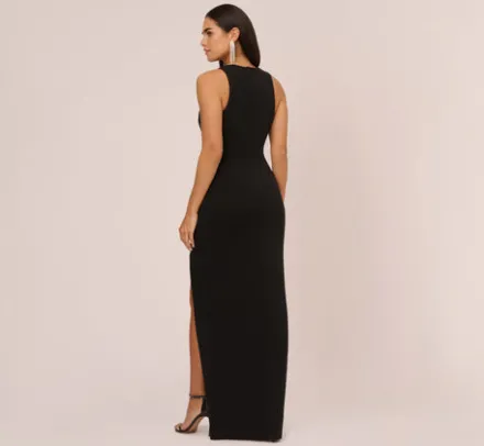Adrianna Papell Wedding Guest Dresses|Formal Dresses*Knit Crepe Sleeveless Column Gown With Cutout Neckline In