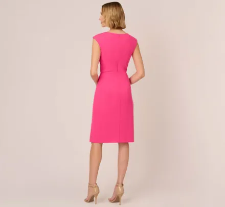 Adrianna Papell Wedding Guest Dresses|Day Dresses*Knit Crepe Sleeveless Midi Dress With Asymmetrical Neckline In Electric Pink