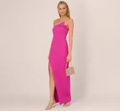 Adrianna Papell Wedding Guest Dresses|Formal Dresses*Knit Crepe Strapless Gown With Asymmetrical Neckline In Electric Passion