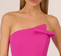 Adrianna Papell Wedding Guest Dresses|Formal Dresses*Knit Crepe Strapless Gown With Asymmetrical Neckline In Electric Passion