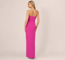 Adrianna Papell Wedding Guest Dresses|Formal Dresses*Knit Crepe Strapless Gown With Asymmetrical Neckline In Electric Passion