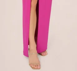 Adrianna Papell Wedding Guest Dresses|Formal Dresses*Knit Crepe Strapless Gown With Asymmetrical Neckline In Electric Passion