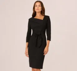 Adrianna Papell Wedding Guest Dresses|Day Dresses*Knit Crepe Tie Front Sheath Dress In