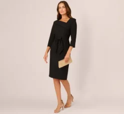 Adrianna Papell Wedding Guest Dresses|Day Dresses*Knit Crepe Tie Front Sheath Dress In