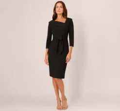 Adrianna Papell Wedding Guest Dresses|Day Dresses*Knit Crepe Tie Front Sheath Dress In