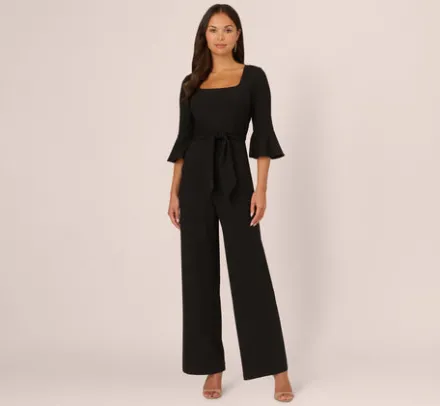 Adrianna Papell Jumpsuits|Day Dresses*Knit Crepe Wide Leg Jumpsuit With Bell Sleeves In